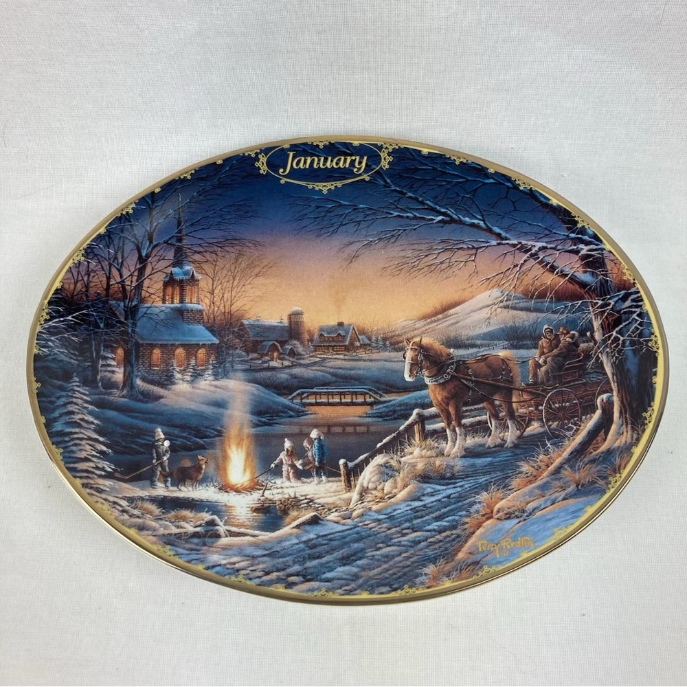 The Bradford Exchange JANUARY Sharing The Evening Plate Seasons to Remember 1999